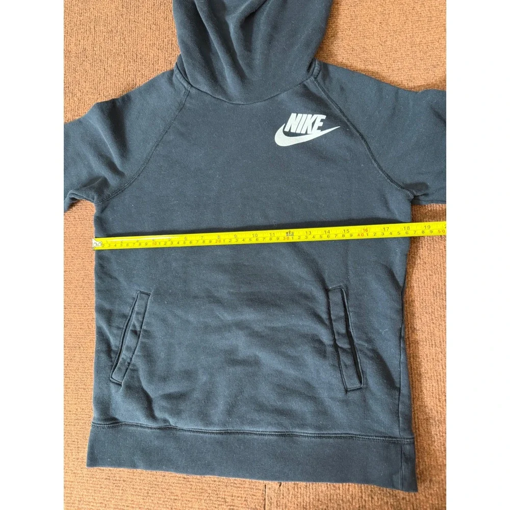 Nike Womens Funnel Neck Scuba Hoodie Black Fleece Pullover Small‎ Raglan Logo